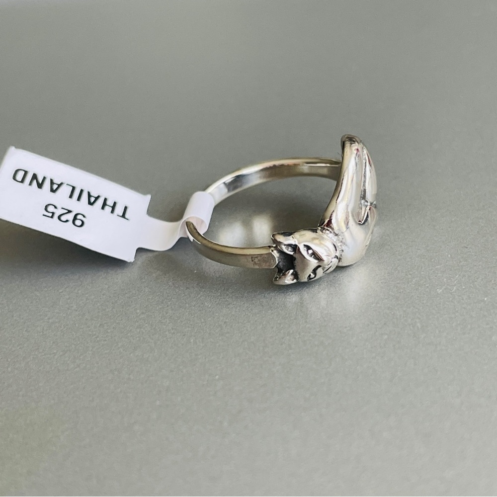 Kitty Cat Horizontal Sterling Silver Ring Available in Sizes 7, 8, 10 - Picture 6 of 13